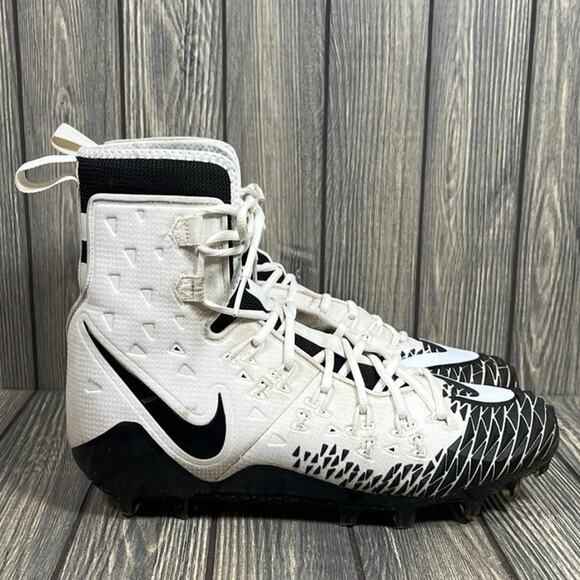 Nike Force Savage Elite TD Men Football Cleats White Black Size 11.5 High Top - Picture 1 of 10